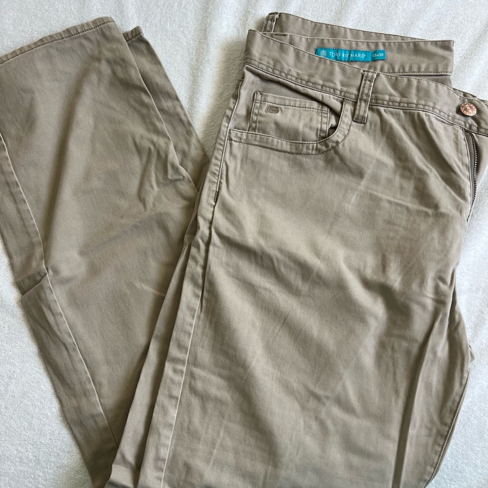 Tori Richard Khaki Straight-Leg Pants